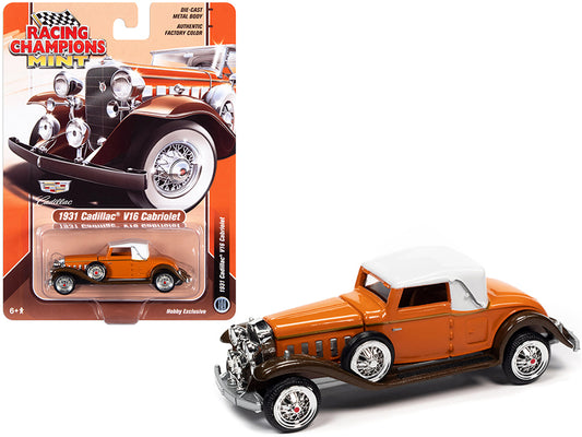 Brand new 1/64 scale diecast car model of 1931 Cadillac V16 Burnt Orange and Brown Metallic with White Top die cast model car by Racing Cham