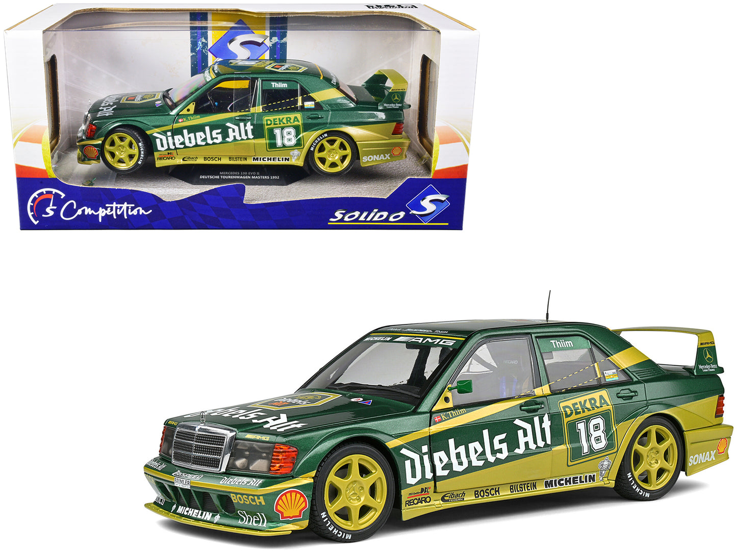 Brand new 1/18 scale diecast car model of Mercedes-Benz 190 EVO II #18 Kurt Thiim "DTM (Deutsche Tourenwagen Meisterscha