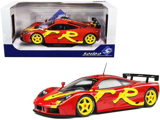 Brand new 1/18 scale diecast car model of 1996 McLaren F1 GTR Short Tail Launch Livery Red with Yellow Graphics die cast