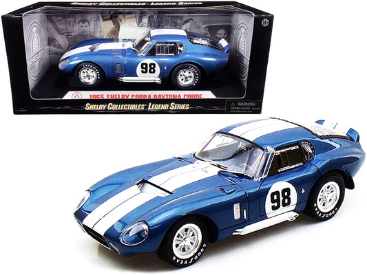 Brand new 1/18 scale diecast car model of 1965 Shelby Cobra Daytona Coupe #98 Blue die cast model car by Shelby Collecti