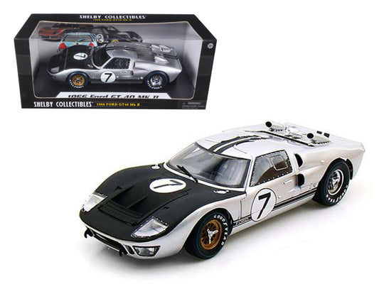 Brand new 1/18 scale diecast car model of 1966 Ford GT-40 MK II #7 Silver die cast model car by Shelby Collectibles.
Br