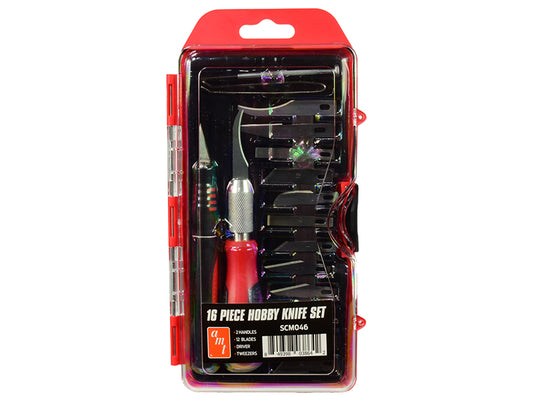 Brand new 16 Piece Hobby Knife Set (Skill 3) for model kits by AMT.
Brand new box.
<strong>The included safety cap, ma