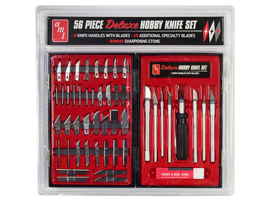 Brand new 56 Piece Deluxe Hobby Knife Set (Skill 3) for model kits by AMT.
Brand new box.
Pocket and desk stone may be