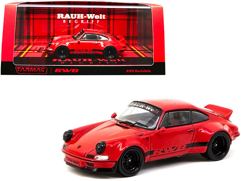 Brand new 1/43 scale diecast car model of RWB "Backdate" Red with Black Stripes "RAUH-Welt BEGRIFF" die cast model car b