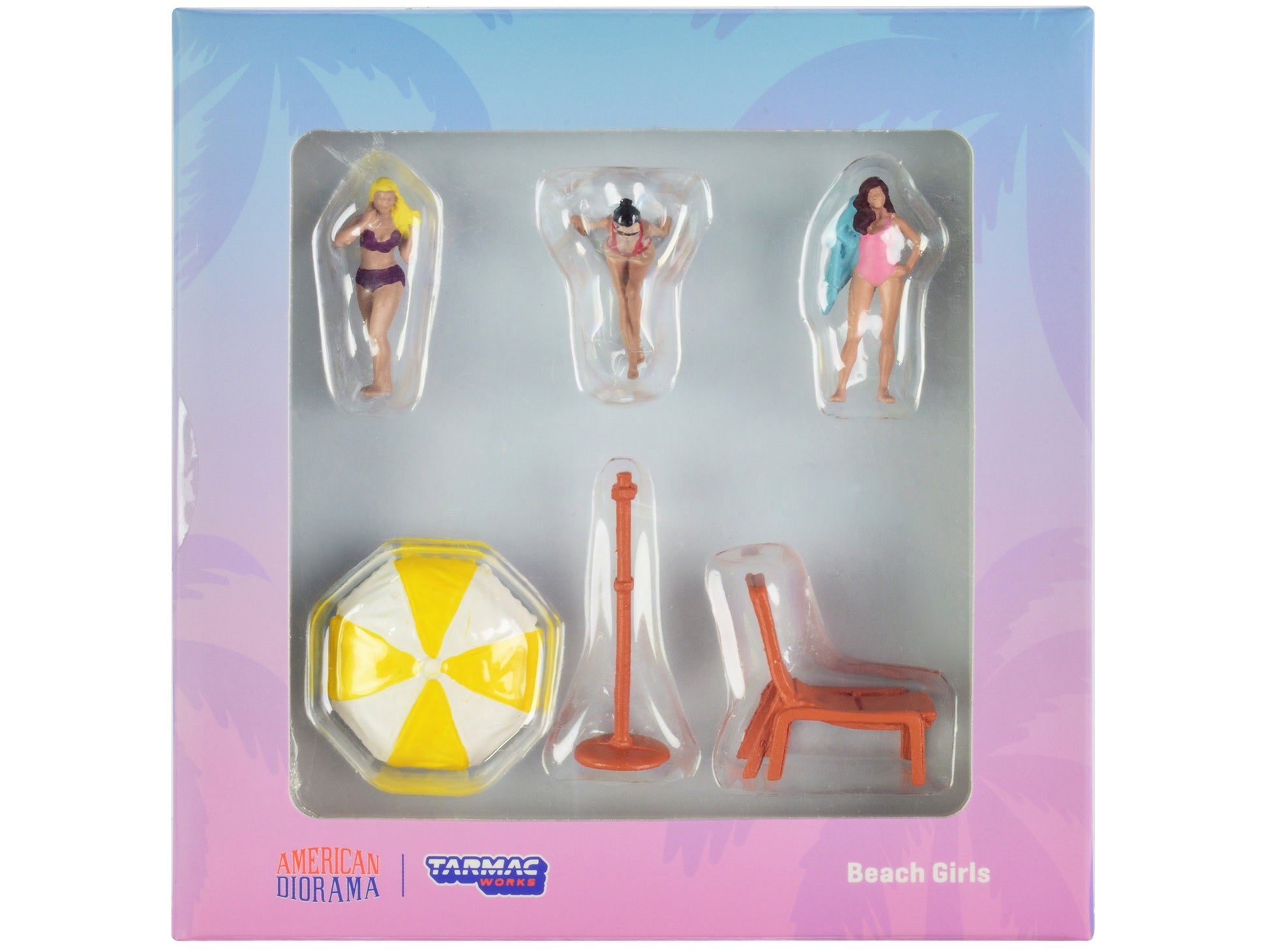 5 Piece Set w Accessories of  Diecast Model Beach Girls Figure Summertime