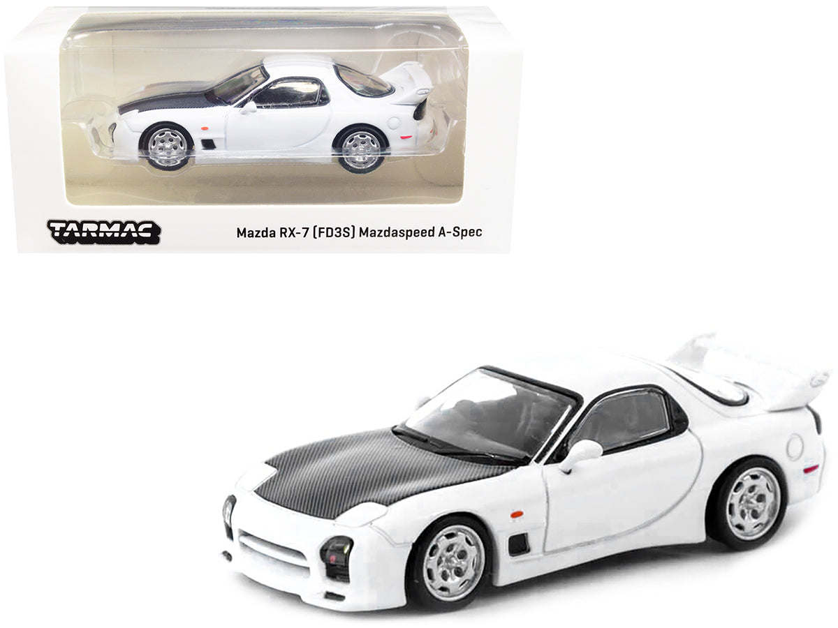 Brand new 1/64 scale diecast model of Mazda RX-7 (FD3S) Mazdaspeed A-Spec RHD (Right Hand Drive) Chaste White with Carbo