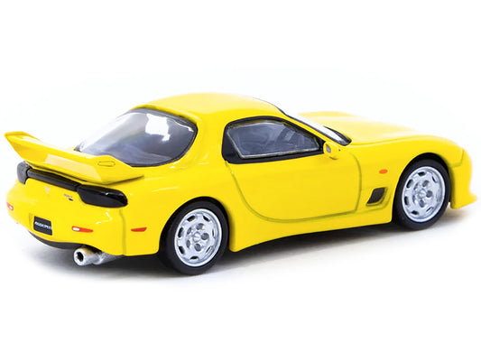 Brand new 1/64 scale diecast model of Mazda RX-7 (FD3S) Mazdaspeed A-Spec RHD (Right Hand Drive) Competition Yellow Mica