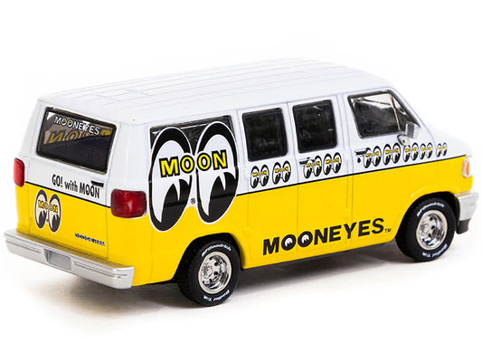 Brand new 1/64 scale diecast model of Dodge Van White and Yellow with Graphics "Mooneyes" "Global64" Series die cast mod