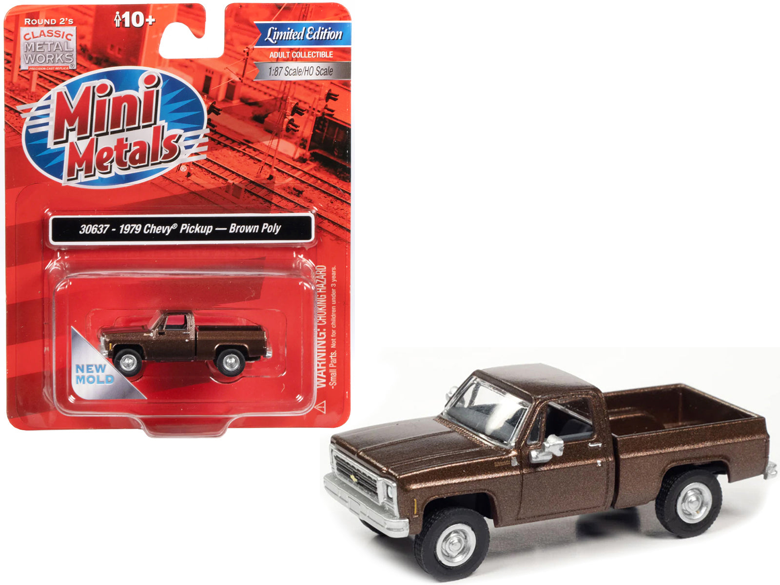 Brand new 1/87 HO scale car model of 1979 Chevrolet Fleetside Pickup Truck Brown Metallic model car by Classic Metal Works.
Limited edition