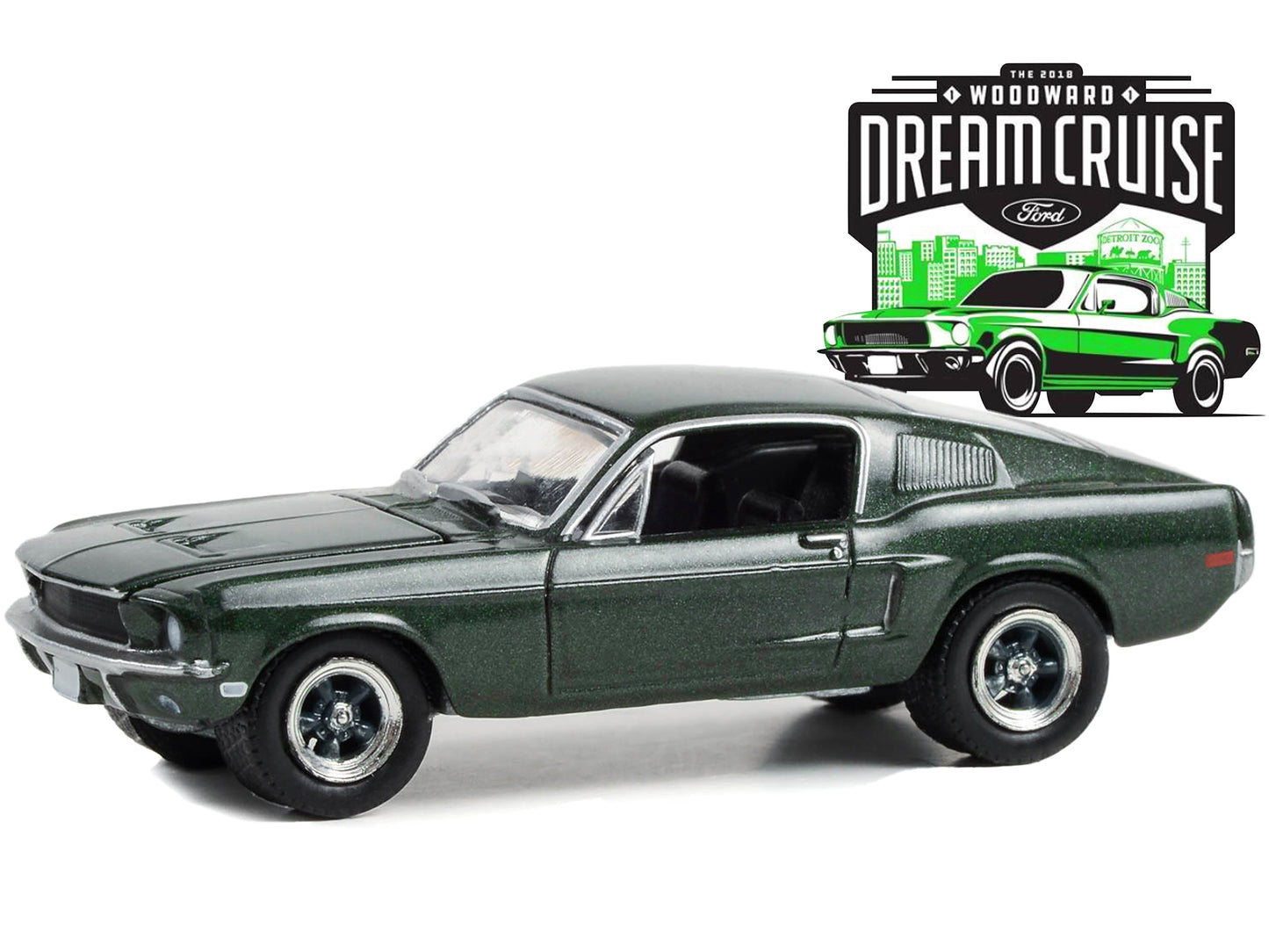 Brand new 1/64 scale diecast car model of 1968 Ford Mustang GT Fastback Green Metallic 24th Annual Woodward Dream Cruise Featured Heritage V