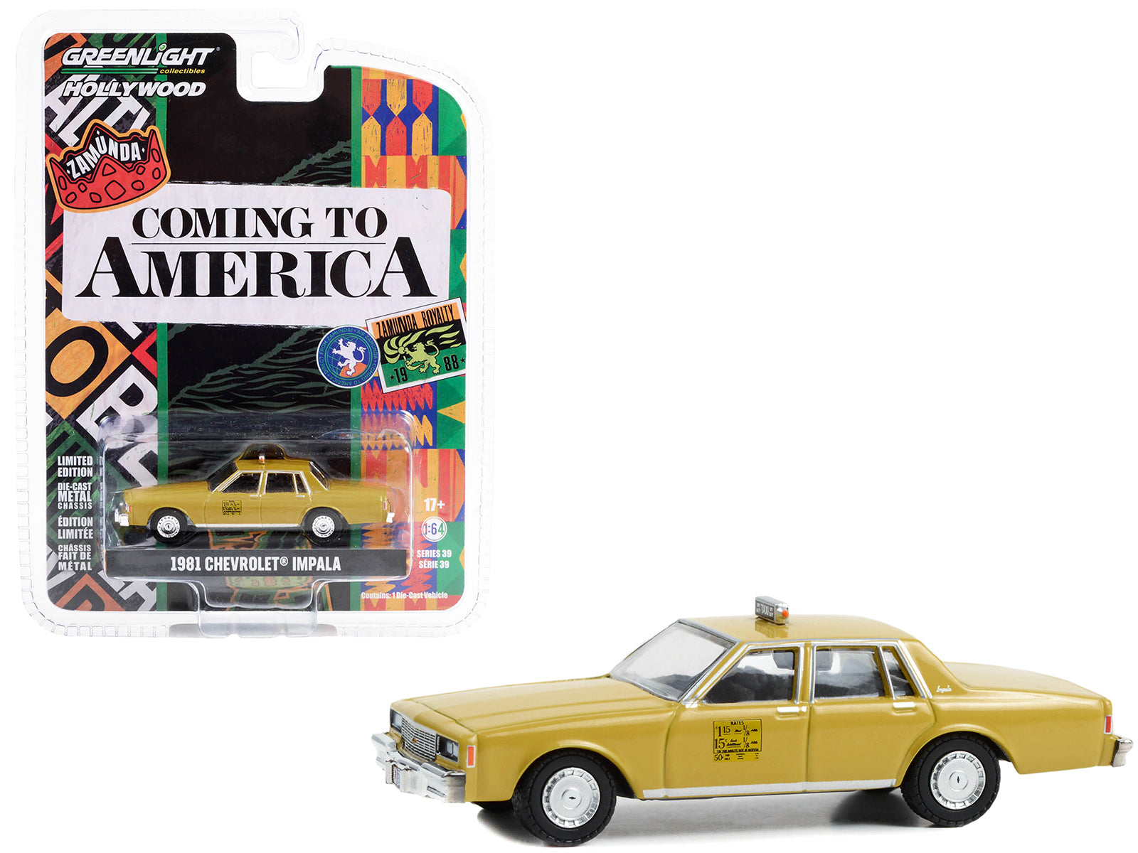 1981 Chevrolet Impala Taxi Yellow Diecast Model Car Coming to America (1988)