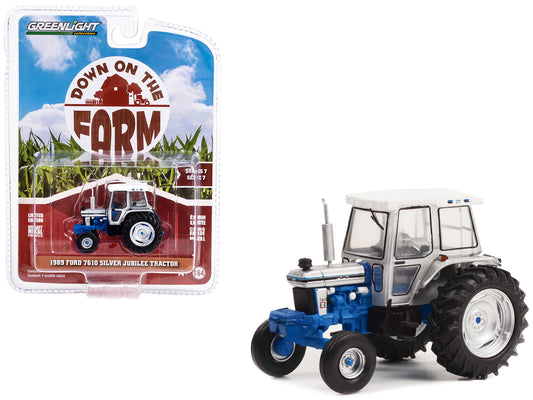 1989 Ford 7610  Silver Diecast Model Tractor 