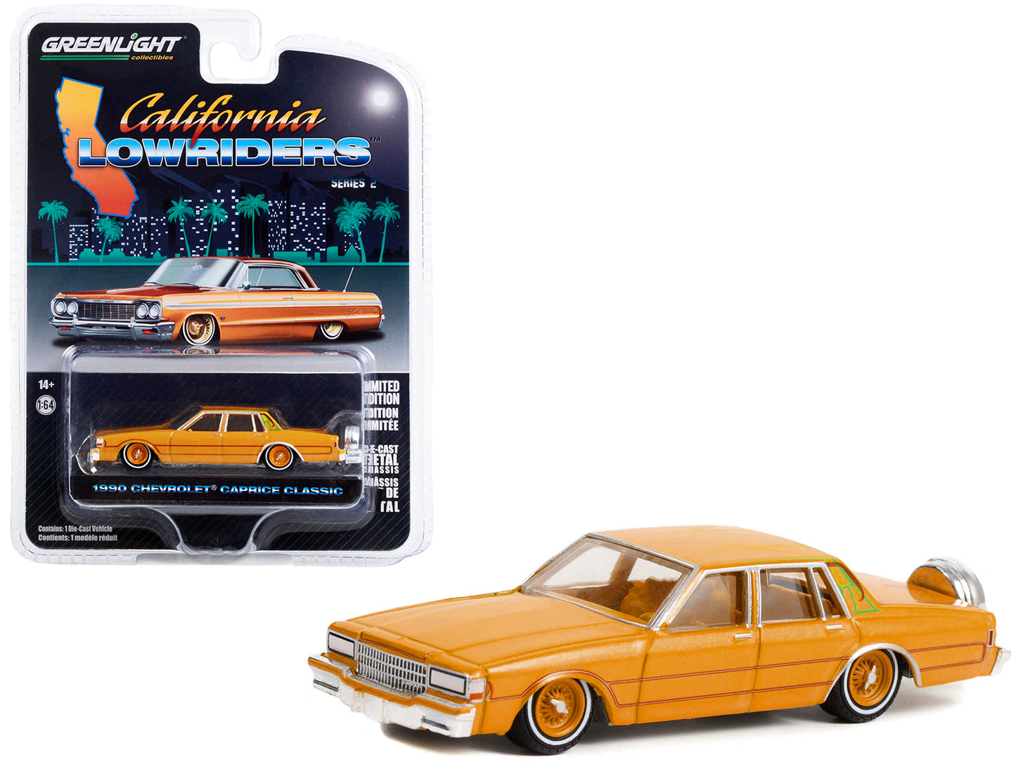 1990 Chevrolet Caprice Classic Orange Diecast Model Car Lowriders