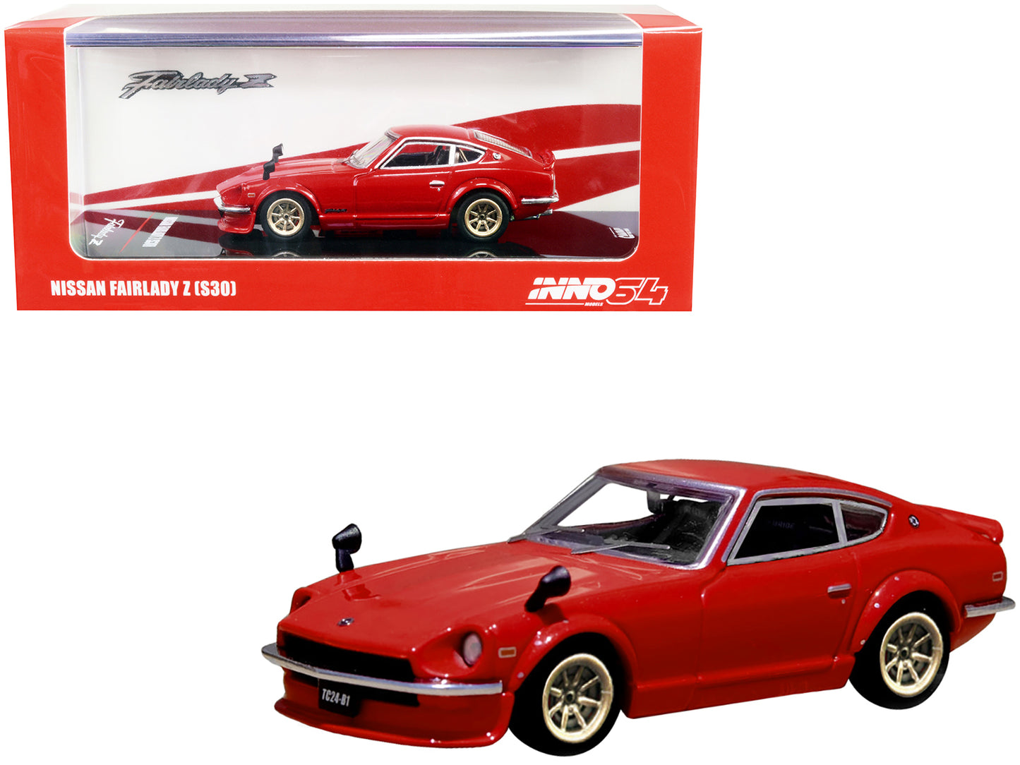 Brand new 1/64 scale diecast car model of Nissan Fairlady Z (S30) RHD (Right Hand Drive) Red die cast model car by Inno 