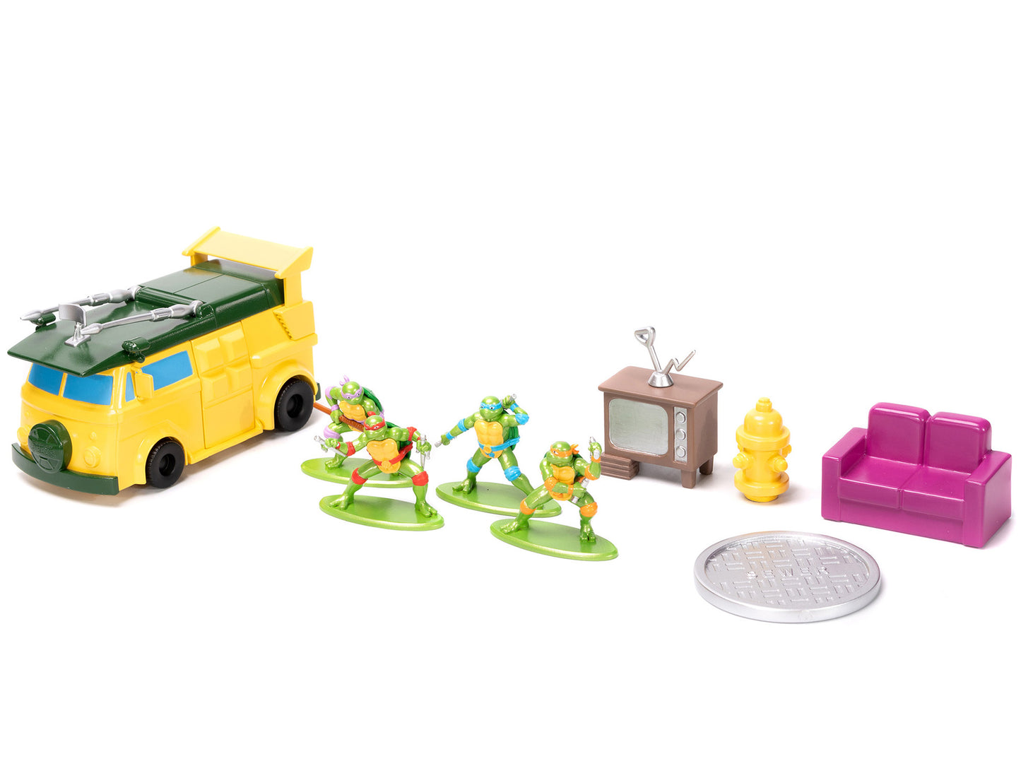 Brand new scale model of "Teenage Mutant Ninja Turtles" Turtle Lair Diorama Set with Figures and Party Wagon "Nano Scene" Series model by Ja