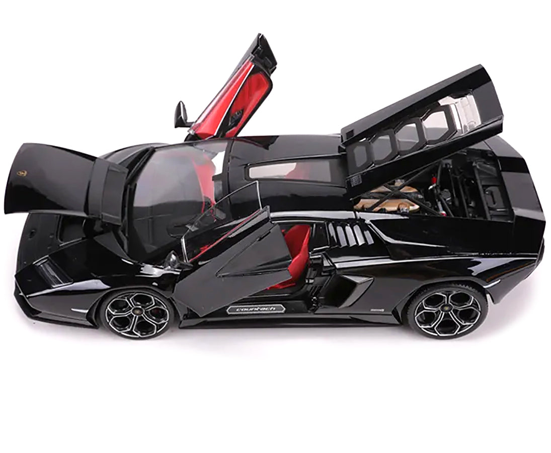 Brand new 1/18 scale diecast car model of Lamborghini Countach LPI 800-4 Black with Red Interior "Special Edition" die c