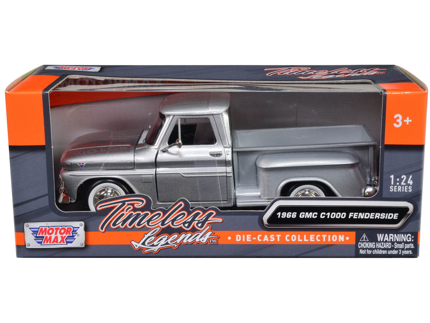 1966 GMC C1000 Fenderside Silver Diecast Model Pickup Truck 