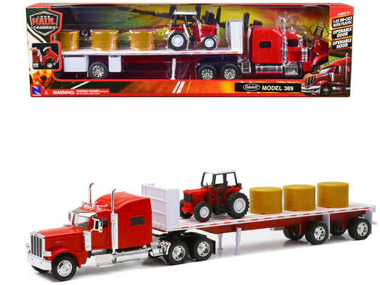 Peterbilt 389 Flatbed  Red Diecast Model Truck Tractor 