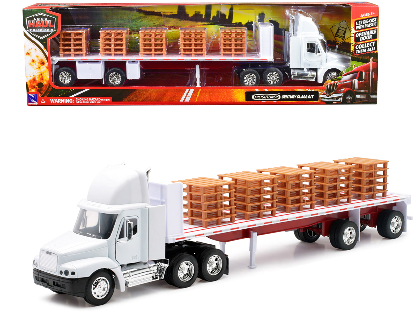 Freightliner Century Class S White Diecast Model Flatbed Truck 