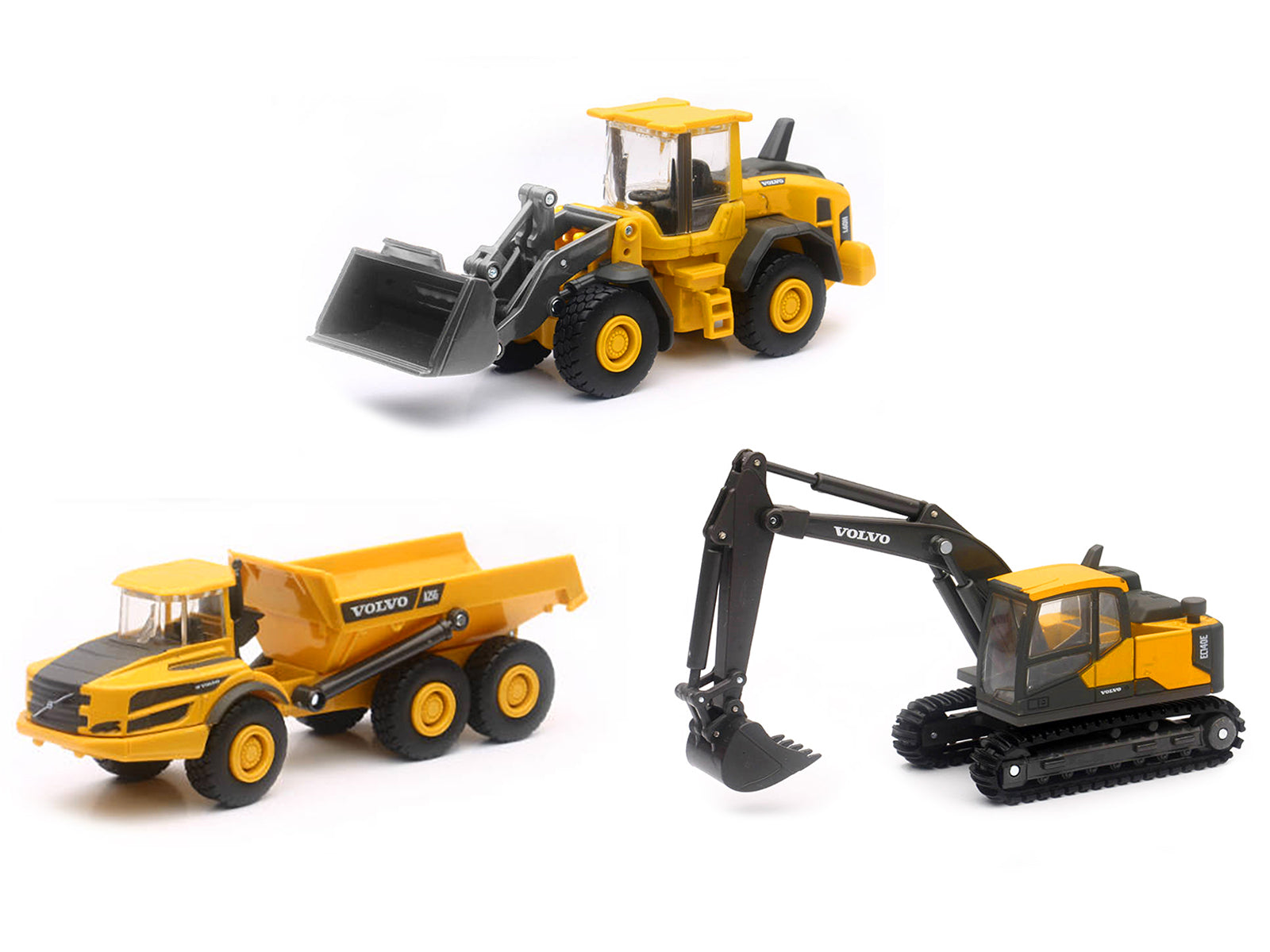 Brand new diecast models of "Volvo Construction Vehicles" Set of 3 pieces die cast models by New Ray.
Brand new boxes.
