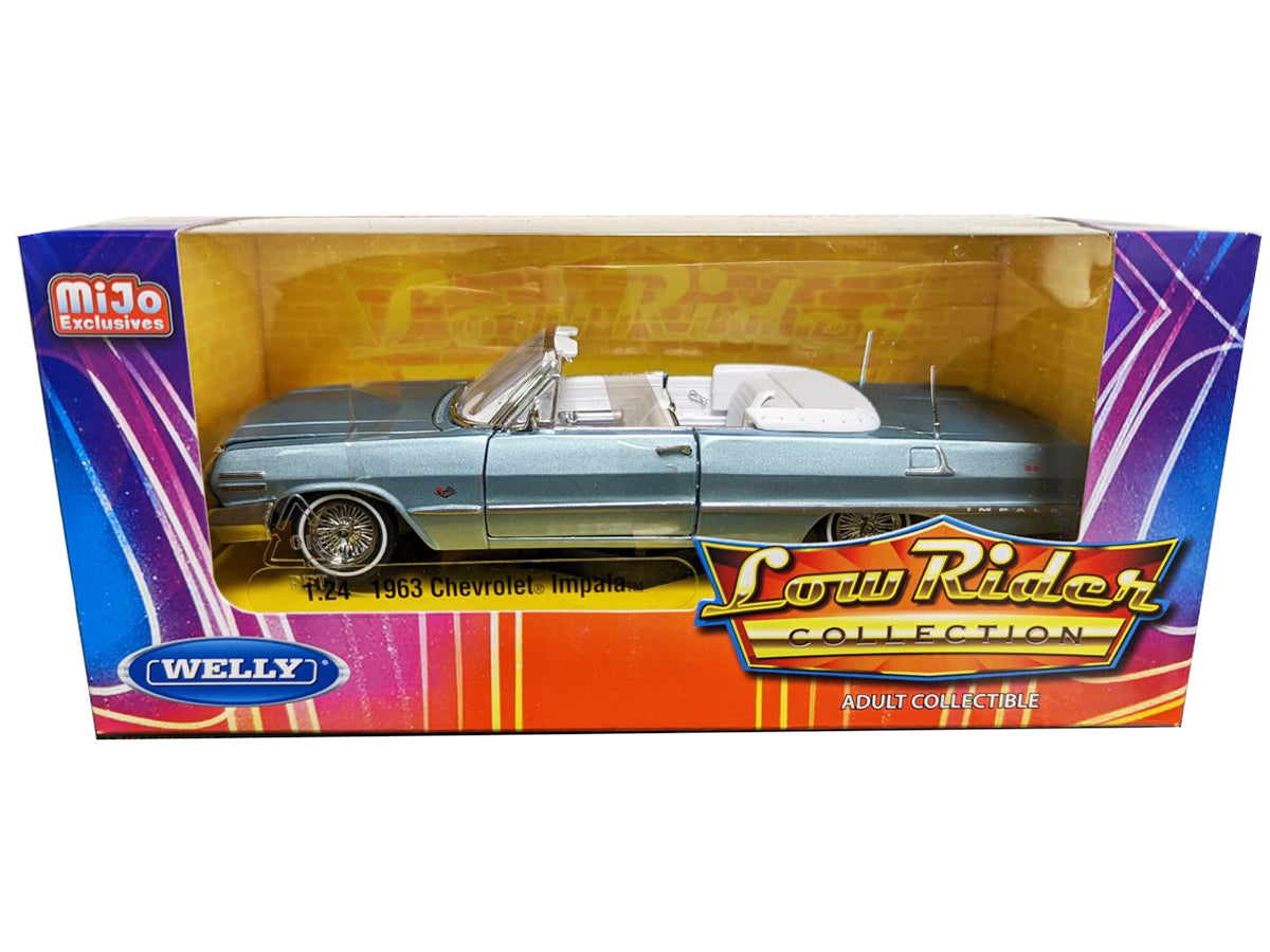 1963 Chevrolet Impala Convertible Blue Diecast Model Car Lowriders